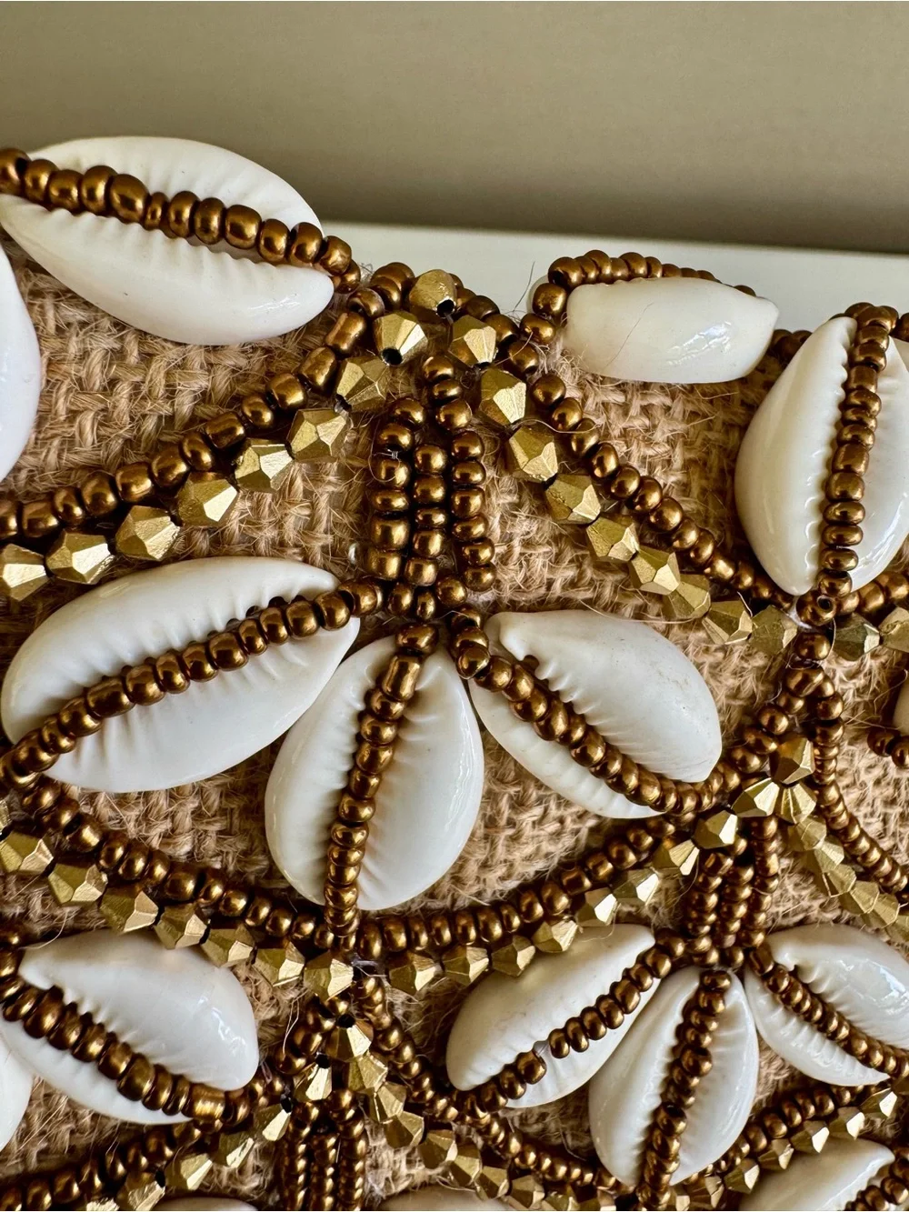 Beautiful bag White Shell & Gold Beaded